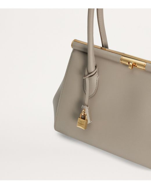 Dolce & Gabbana Gray Leather Top-Handle Bag