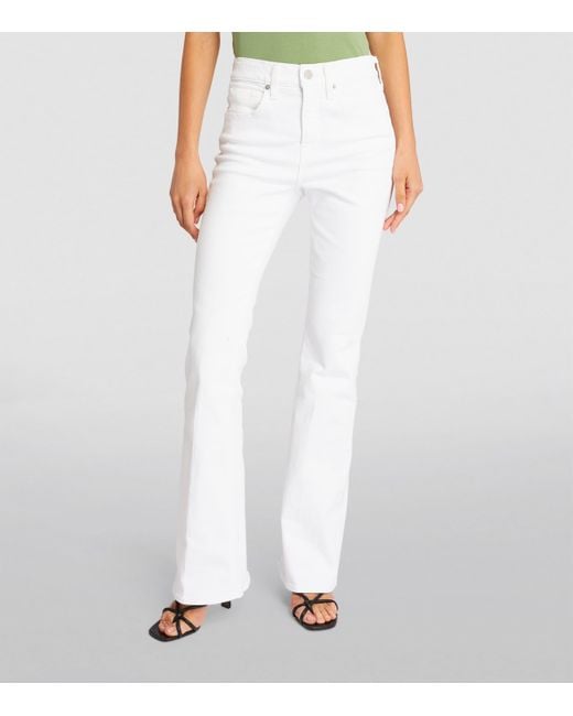 Veronica Beard White Beverly High-Rise Skinny Flared Jeans