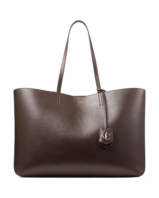 Jimmy Choo Brown Nine2Five East-West Leather Tote Bag