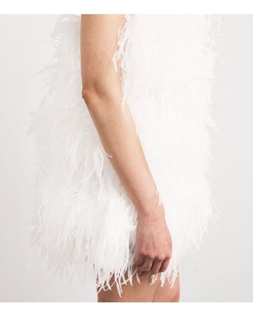 Oseree White Feather Mini Dress