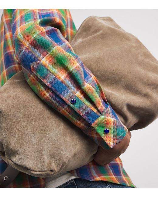 God's True Cashmere Blue Linen Check Brilliant Shirt for men