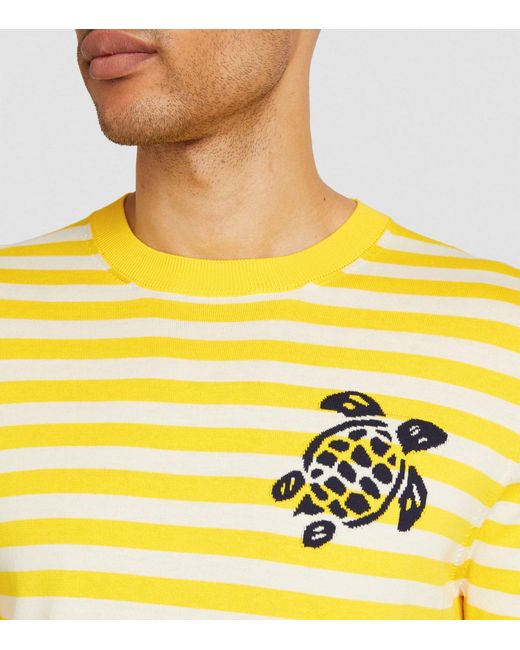 Vilebrequin Yellow Cotton Striped Sweater for men