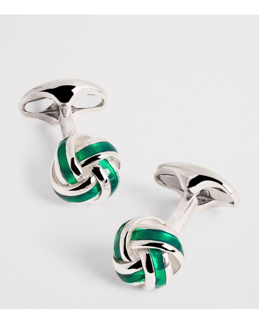 Deakin & Francis Green Sterling And Enamel Knot Cufflinks for men