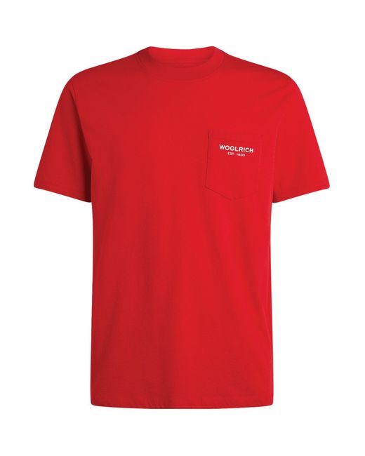 Woolrich Red Logo Pocket T-shirt for men