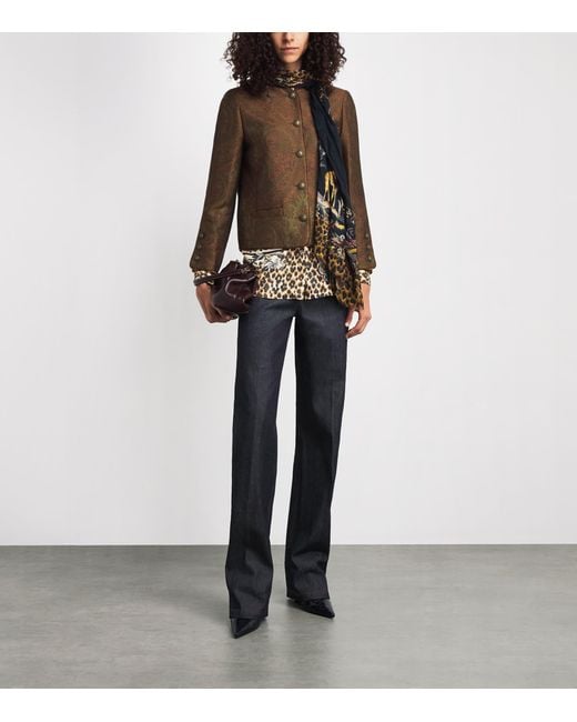 Etro Brown Paisley Cropped Jacket