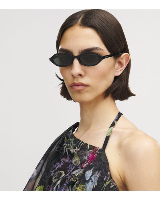 McQueen Black Oval Sunglasses