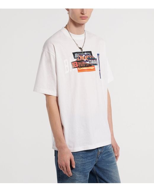 Balenciaga White Bumper Sticker T-Shirt for men