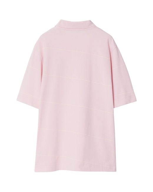 Burberry Pink Cotton Striped Polo Shirt for men