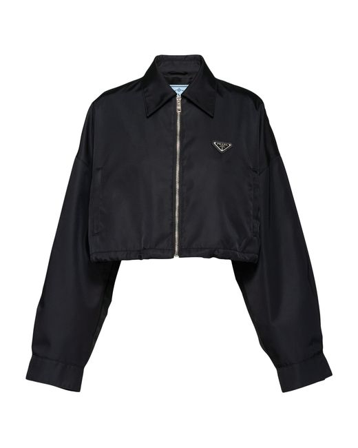 Prada Blue Crop Collared Re-Nylon Jacket