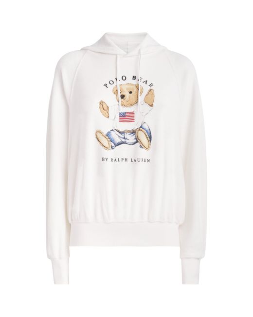 Polo Ralph Lauren White Micro-Towelling Sitting Polo Bear Hoodie