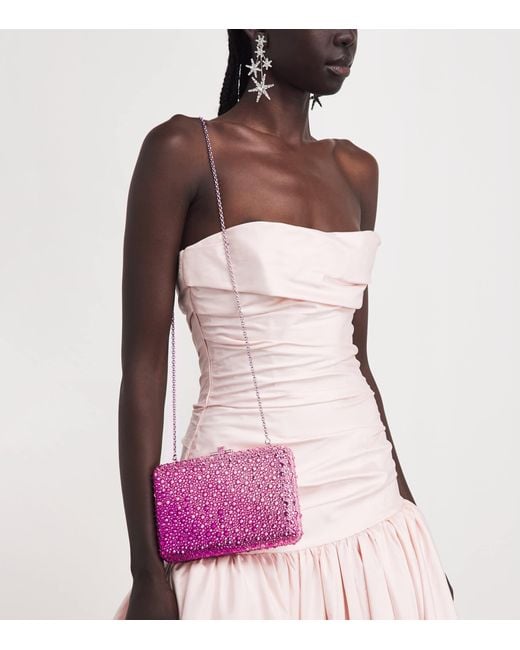 Judith Leiber Pink Slim Slide Gradient Caviar Clutch Bag