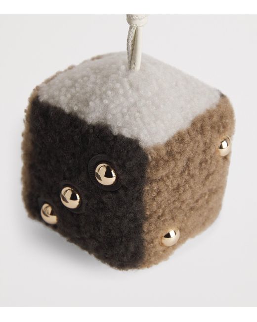 Yves Salomon Metallic Merino Shearling Dice Keyring