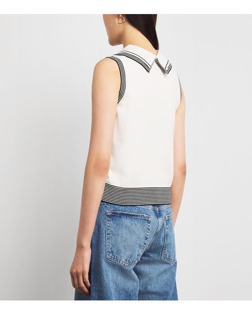 Claudie Pierlot White Wool-Blend Sailor Top