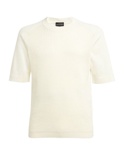 Emporio Armani White Punch-stitch Sweater for men