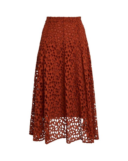 Vince Midi Lace Panelling Skirt in Brown | Lyst Canada