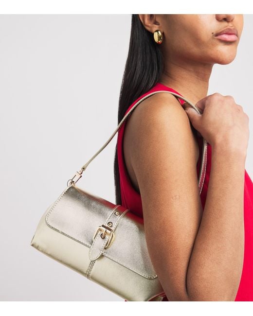 Maje Gray Metallic Leather Miss M Clutch Bag
