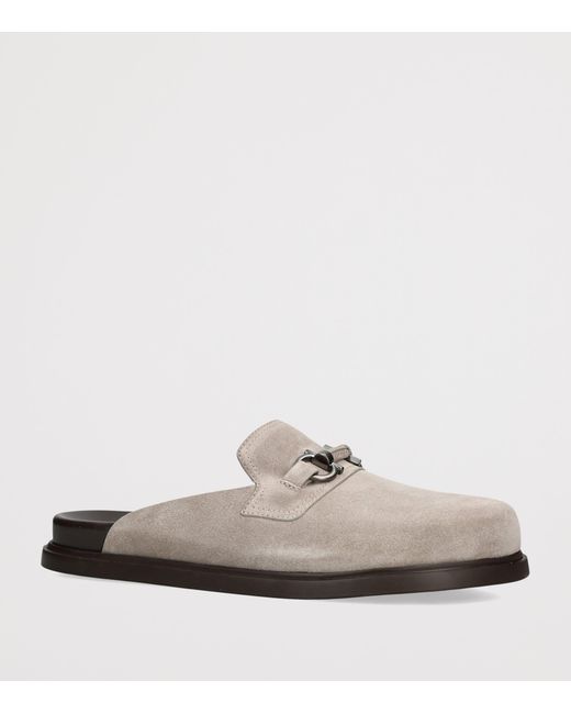 Ferragamo White Suede Santiago Mules for men