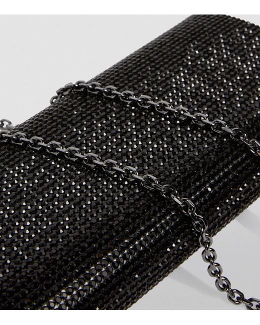 Judith Leiber Black Satin Crystal-Embellished Perry Clutch Bag