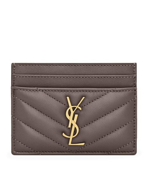 Saint Laurent Brown Leather Cassandre Card Holder