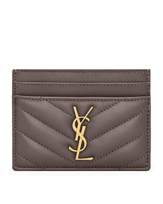 Saint Laurent Brown Leather Cassandre Card Holder