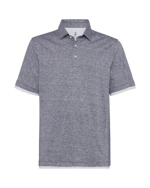 Brunello Cucinelli Blue Linen-cotton Polo Shirt for men
