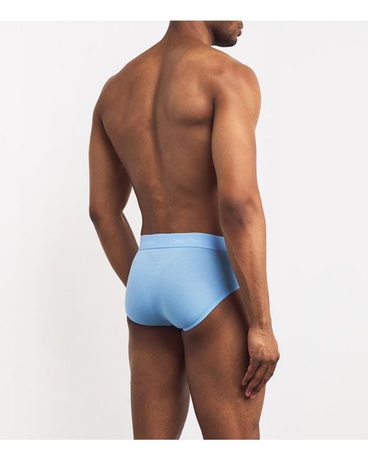 Calvin Klein Blue Cotton Stretch Icon Hip Briefs for men