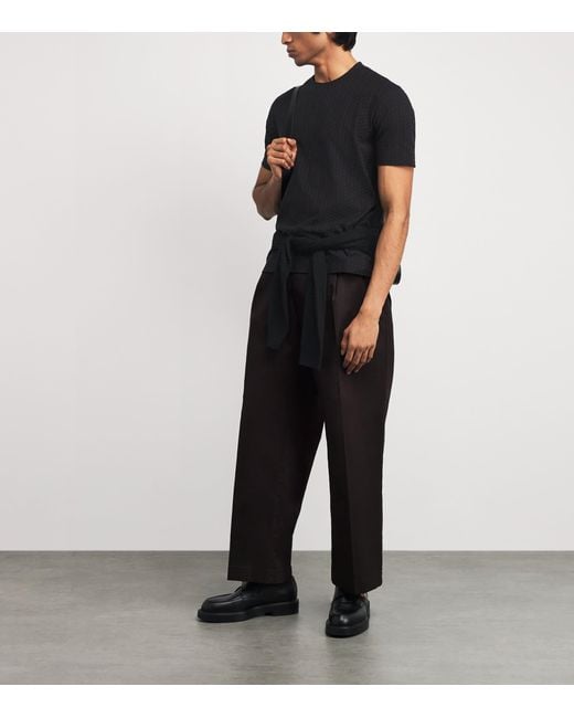 Emporio Armani Black Cotton Embossed T-Shirt for men