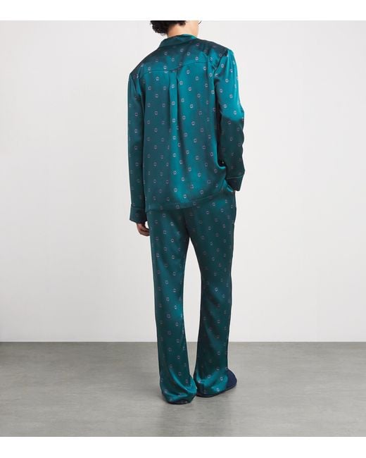 Harrods Blue Silk Jewel Print Pyjama Set for men