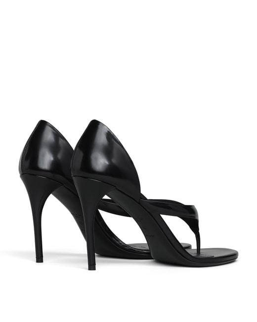 Alaïa Black Leather Infradito Heeled Sandals 90