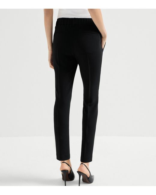 Brunello Cucinelli Black Crepe Slim Trousers