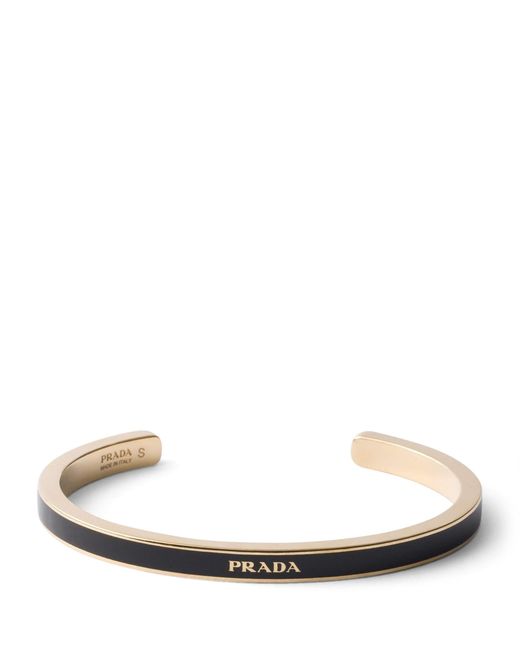 Prada White Enamelled Logo Cuff Bracelet
