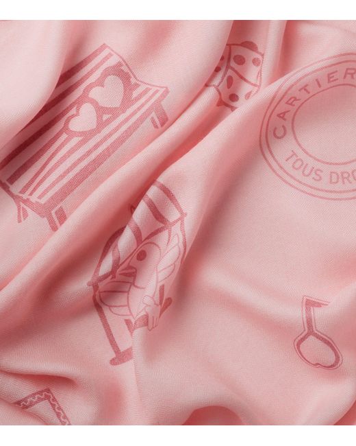 Cartier Pink Diabolo De Cashmere-silk Blend Scarf