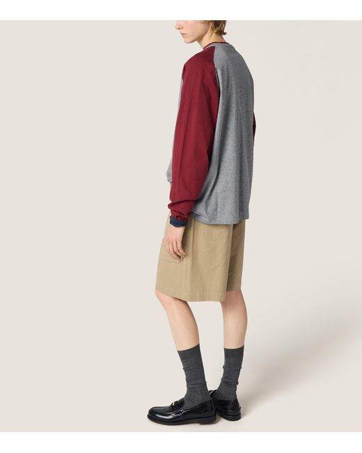 Miu Miu Red Cotton Henley T-Shirt