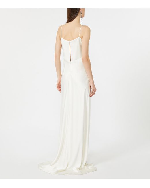 Max Mara White Silk V-Neck Maxi Dress