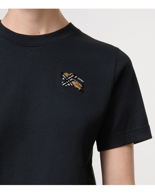 Burberry Black Cotton Equestrian Knight T-Shirt
