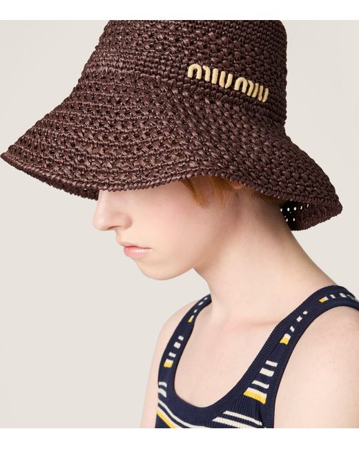Miu Miu Brown Raffia Hat