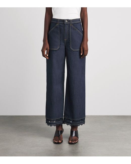 Cinq À Sept Blue Guipure Lace-Trim Benji Jeans