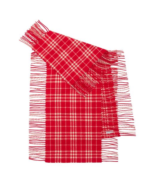 Burberry Red Cashmere Check Scarf