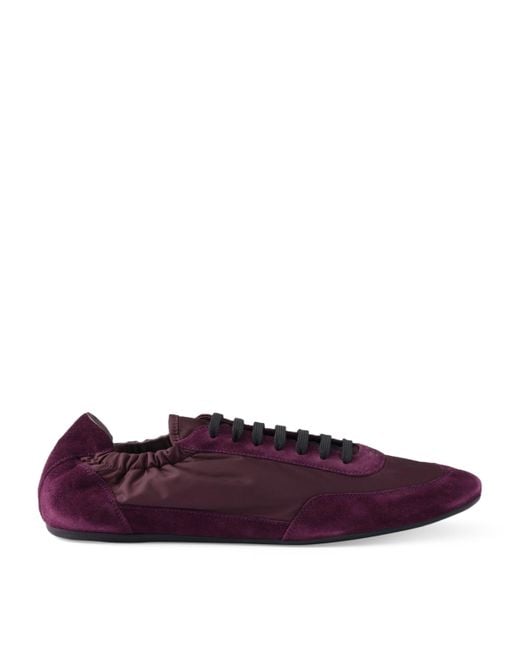 Prada Purple Re-Nylon And Suede Collapse Sneakers for men