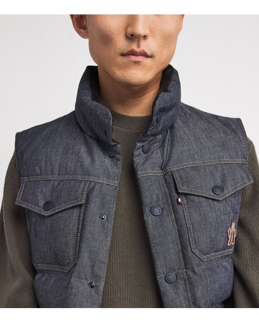 Moncler Blue Down Grenoble Krachan Denim Gilet for men