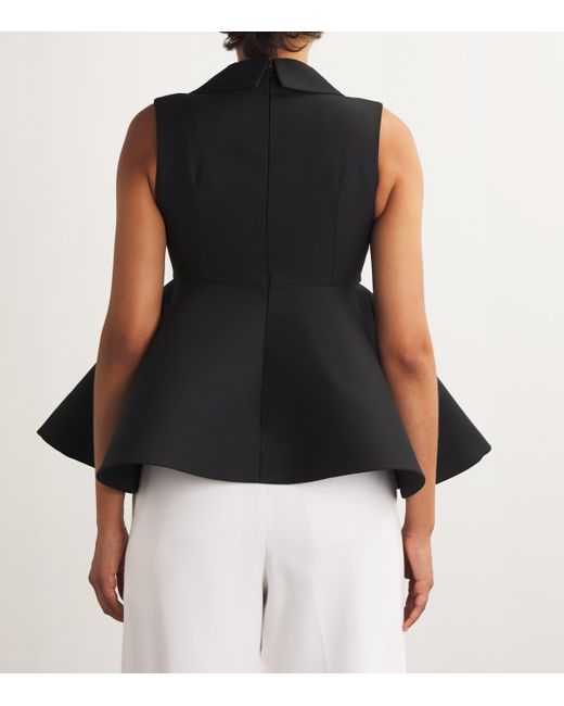 Jacquemus Black Virgin Wool-Silk Spalla Peplum Top