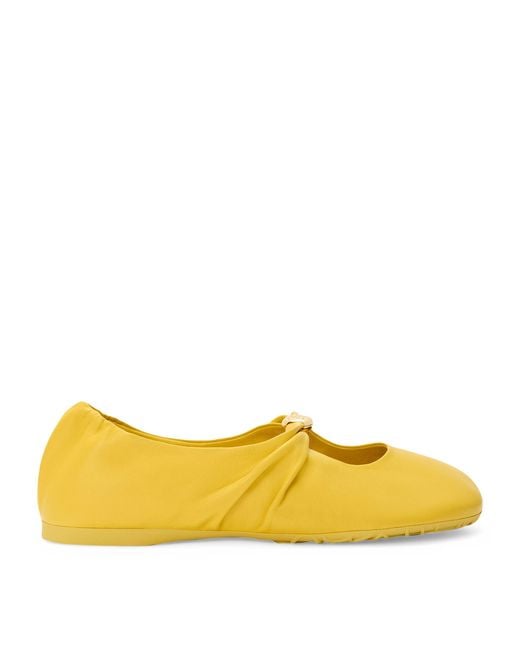 Loewe Yellow Lambskin Pebble Soft Ballet Flats