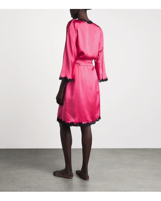 Loretta Caponi Pink Silk Corbezzollo Short Robe