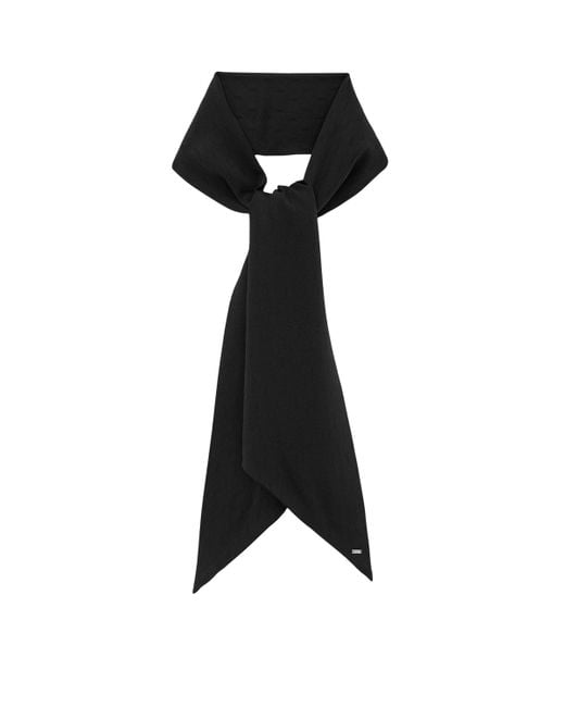 Saint Laurent Black Silk Jacquard Scarf