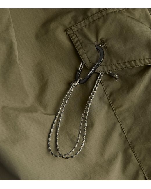 And Wander Green Oversized Cargo Shorts for men