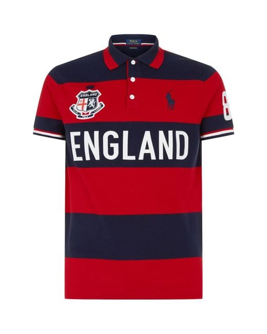 Polo Ralph Lauren Red Striped England Polo Shirt for men