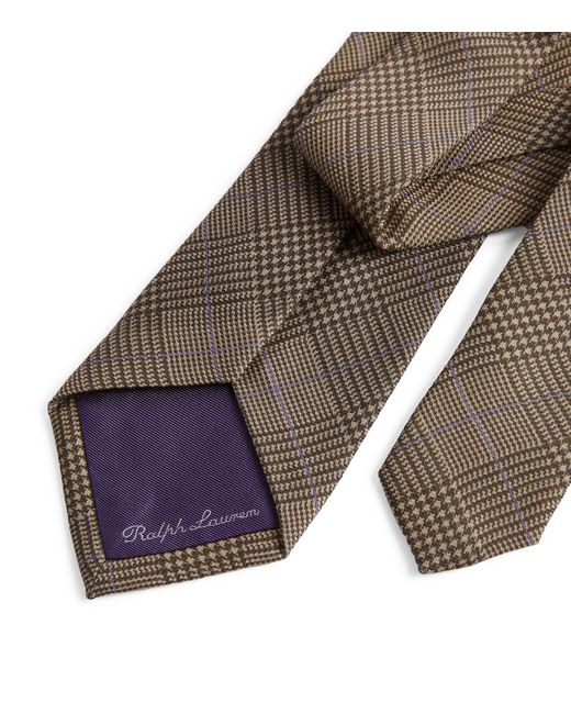 Ralph Lauren Purple Label Brown Cashmere Check Tie for men