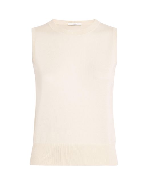 Adam Lippes Women's White Cashmere-Silk Sleeveless Sweater Top
