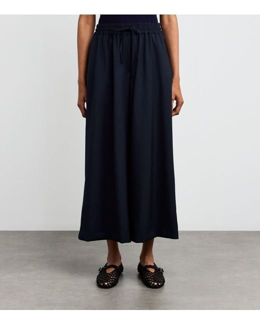 Weekend by Maxmara Blue Virgin Wool Wide-Leg Trousers