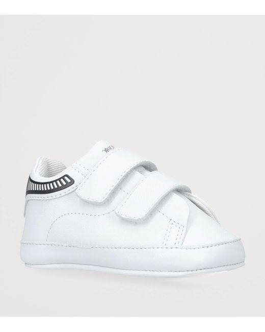 Giorgio Armani White Leather Velcro Crib Sneakers for men